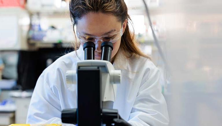 Female medical student conducting basic research