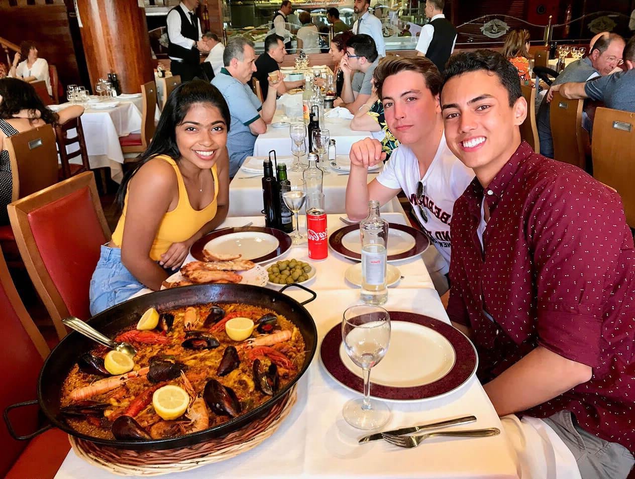 Creighton student Maya Mathews at a restaurant in Spain during her study abroad experience