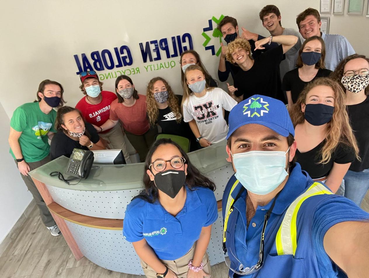 Students at DR recycling plant