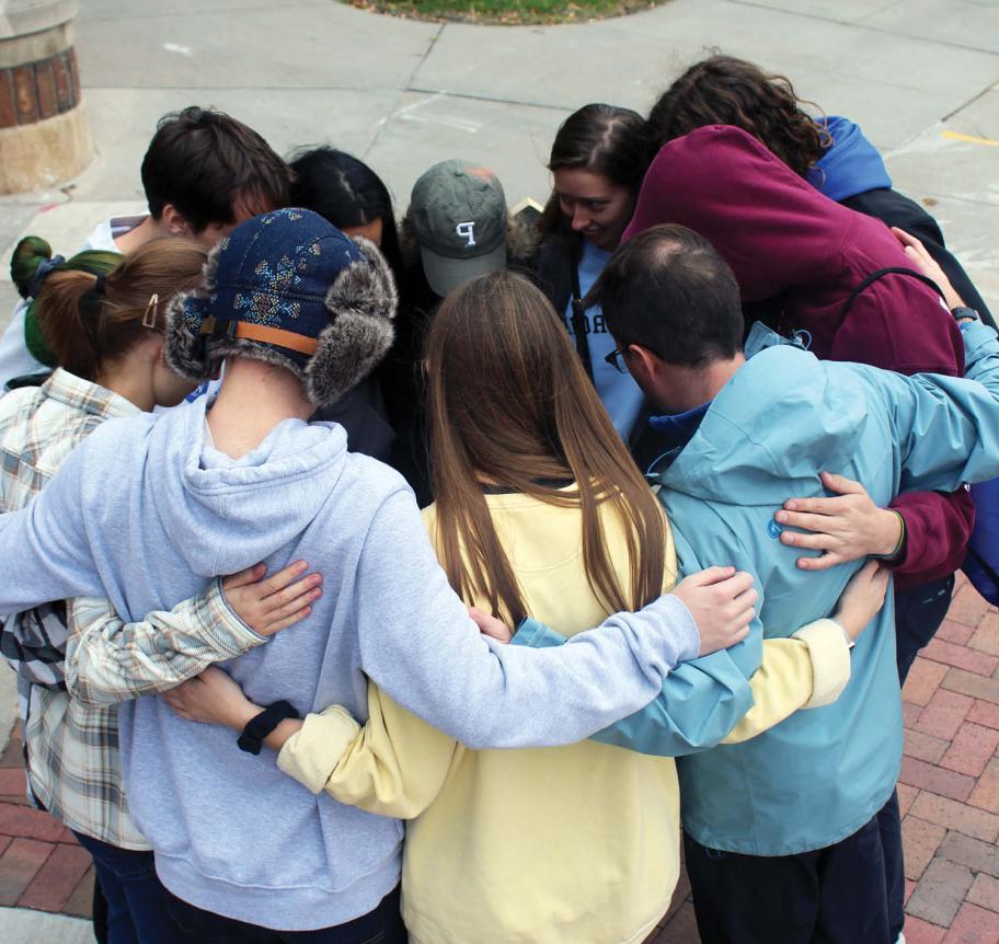 Students praying together